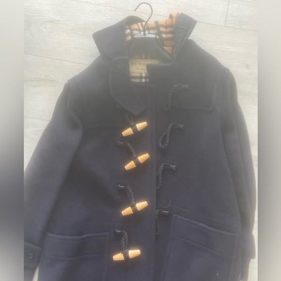 Navy Vintage Wool Blend Hooded Duffle Coat (Size 40) - Picture 2 of 4